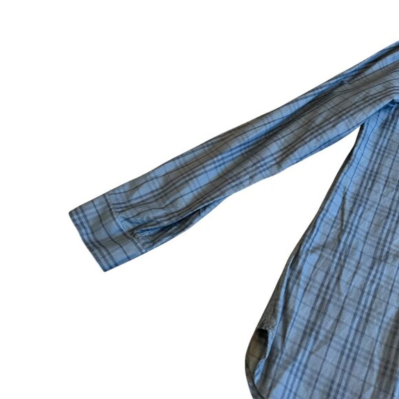 Burberry London Blue on Blue Plaid Button Down Shirt Top Size XL Tailored Men's - Picture 3 of 14